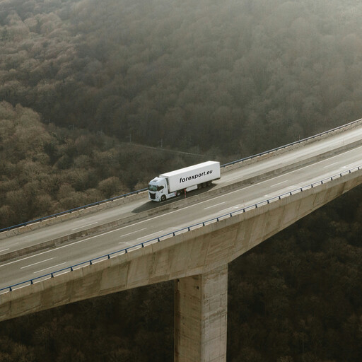 Articulated truck on bridge